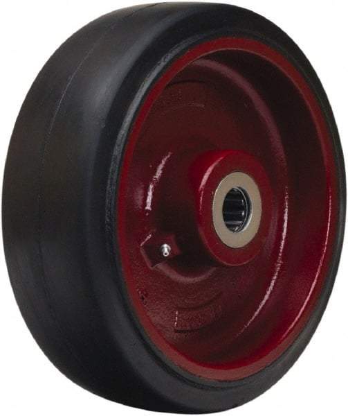 Hamilton - 12 Inch Diameter x 4 Inch Wide, Rubber on Cast Iron Caster Wheel - 1,600 Lb. Capacity, 4-1/4 Inch Hub Length, 1-1/2 Inch Axle Diameter, Straight Roller Bearing - Americas Industrial Supply