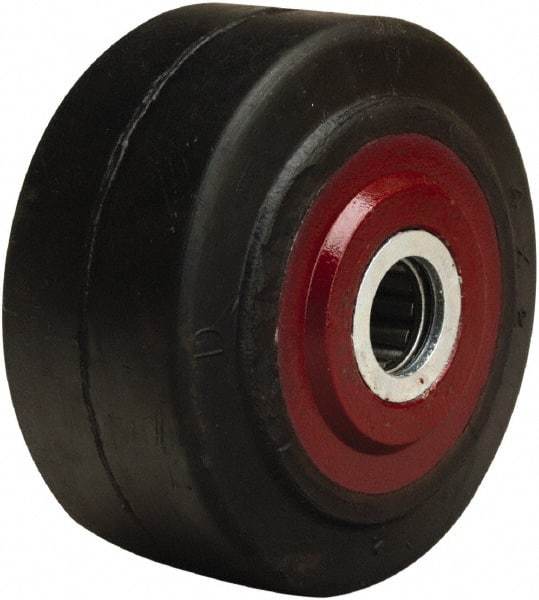 Hamilton - 4 Inch Diameter x 2 Inch Wide, Rubber on Cast Iron Caster Wheel - 300 Lb. Capacity, 2-1/4 Inch Hub Length, 3/4 Inch Axle Diameter, Straight Roller Bearing - Americas Industrial Supply