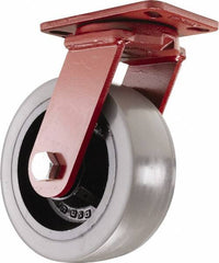 Hamilton - 8" Diam x 3" Wide x 10-1/4" OAH Top Plate Mount Swivel Caster - Polyurethane, 3,200 Lb Capacity, Sealed Precision Ball Bearing, 4-1/2 x 6-1/2" Plate - Americas Industrial Supply