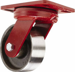 Hamilton - 5" Diam x 2" Wide x 6-3/4" OAH Top Plate Mount Swivel Caster - Forged Steel, 2,000 Lb Capacity, Sealed Precision Ball Bearing, 4-1/2 x 6-1/2" Plate - Americas Industrial Supply