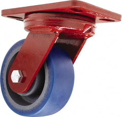 Hamilton - 5" Diam x 2" Wide x 6-3/4" OAH Top Plate Mount Swivel Caster - Polyurethane, 840 Lb Capacity, Sealed Precision Ball Bearing, 4-1/2 x 6-1/2" Plate - Americas Industrial Supply
