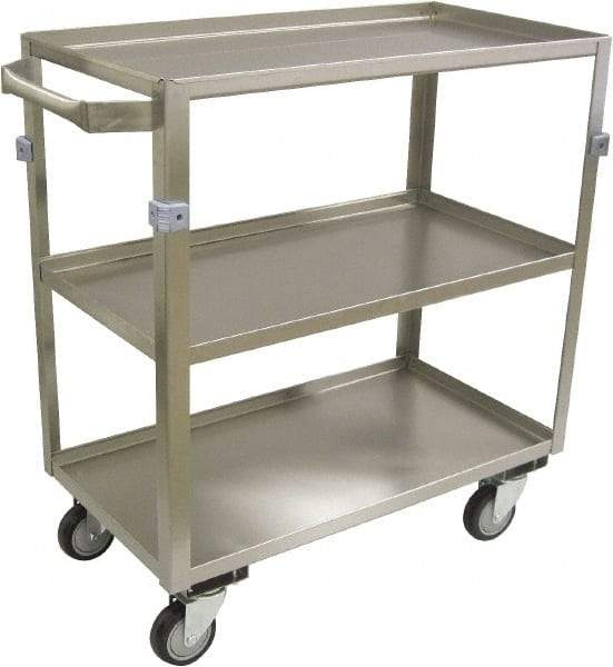 Jamco - 600 Lb Capacity, 36" Wide x 22" Long x 34" High Shelf Cart - 3 Shelf, Stainless Steel, 4 Swivel Casters - Americas Industrial Supply