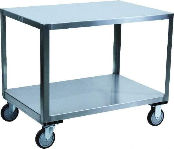 Jamco - 1,200 Lb Capacity, 60" Wide x 30" Long x 30" High Transport Cart - 2 Shelf, Stainless Steel, 2 Rigid/2 Swivel Casters - Americas Industrial Supply