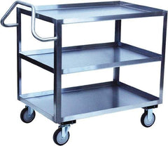 Jamco - 1,200 Lb Capacity, 18" Wide x 36" Long x 35" High Service Cart - 3 Shelf, Stainless Steel, 2 Rigid/2 Swivel Casters - Americas Industrial Supply