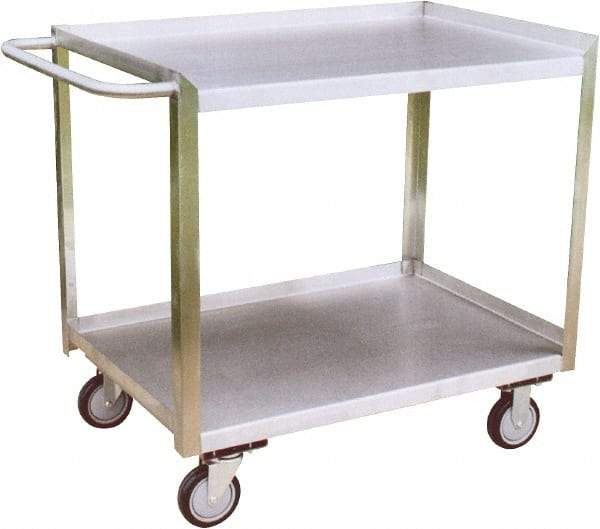 Jamco - 1,200 Lb Capacity, 24" Wide x 18" Long x 35" High Shelf Cart - 2 Shelf, Stainless Steel, 2 Rigid/2 Swivel Casters - Americas Industrial Supply