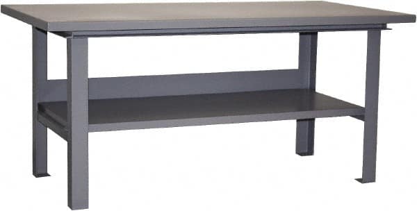 Jamco - 60 Wide x 36" Deep x 34" High, 12 Gauge Steel Work Table - 12 Gauge Steel Top, Fixed Legs, Gray - Americas Industrial Supply
