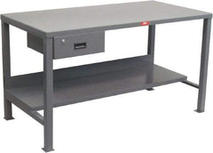 Jamco - 72 Wide x 30" Deep x 34" High, 12 Gauge Steel Heavy-Duty Workbench with Drawer - 12 Gauge Steel Top, Fixed Legs, Gray - Americas Industrial Supply