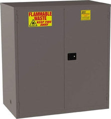 Jamco - 2 Door, 1 Shelf, Yellow Steel Double Wall Safety Cabinet for Flammable and Combustible Liquids - 65" High x 34" Wide x 59" Deep, Manual Closing Door, 3 Point Key Lock, 120 Gal Capacity - Americas Industrial Supply