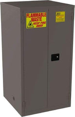 Jamco - 2 Door, 1 Shelf, Yellow Steel Double Wall Safety Cabinet for Flammable and Combustible Liquids - 65" High x 34" Wide x 34" Deep, Manual Closing Door, 3 Point Key Lock, 60 Gal Capacity - Americas Industrial Supply