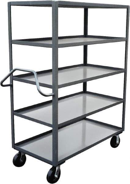 Jamco - 3,000 Lb Capacity, 5 Shelf, Steel Stock Truck - 36" Long x 72" Wide x 68" High, 6" Diam Phenolic Wheels - Americas Industrial Supply