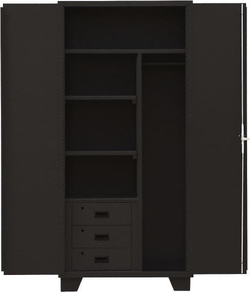 Jamco - 3 Shelf Locking Storage Cabinet - Steel, 36" Wide x 24" Deep x 78" High, Black - Americas Industrial Supply