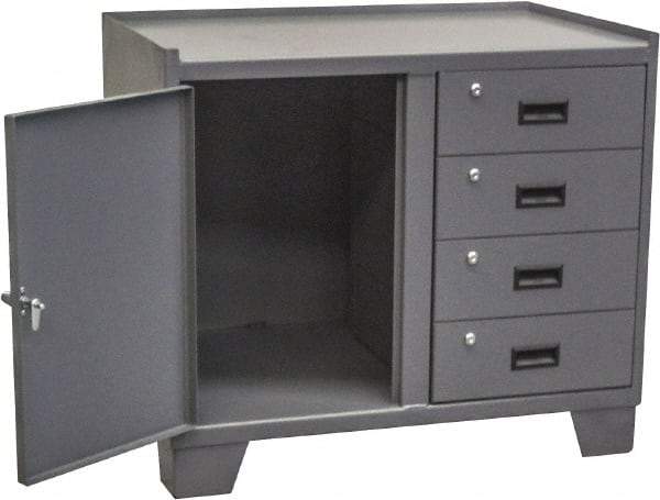 Jamco - Locking Storage Cabinet - Steel, 36" Wide x 18" Deep x 33" High, Gray - Americas Industrial Supply