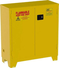 Jamco - 2 Door, 1 Shelf, Yellow Steel Double Wall Safety Cabinet for Flammable and Combustible Liquids - 49" High x 18" Wide x 43" Deep, Self Closing Door, 3 Point Key Lock, 30 Gal Capacity - Americas Industrial Supply