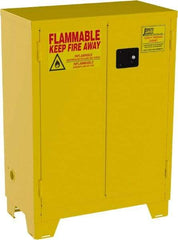 Jamco - 2 Door, 2 Shelf, Yellow Steel Double Wall Safety Cabinet for Flammable and Combustible Liquids - 49" High x 18" Wide x 34" Deep, Self Closing Door, 3 Point Key Lock, 28 Gal Capacity - Americas Industrial Supply