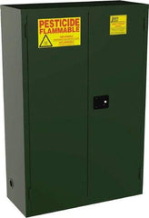 Jamco - 2 Door, 2 Shelf, Green Steel Double Wall Safety Cabinet for Flammable and Combustible Liquids - 44" High x 18" Wide x 43" Deep, Self Closing Door, 3 Point Key Lock, 45 Gal Capacity - Americas Industrial Supply