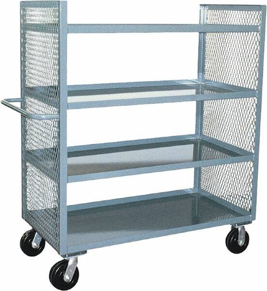 Jamco - 3,000 Lb Capacity, 4 Shelf, 2-Sided Steel Mesh Stock Truck - 24" Long x 60" Wide x 57" High, 6" Diam Phenolic Wheels - Americas Industrial Supply