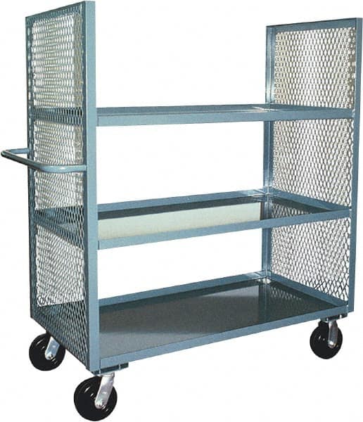 Jamco - 3,000 Lb Capacity, 3 Shelf, 2-Sided Steel Mesh Stock Truck - 24" Long x 48" Wide x 57" High, 6" Diam Phenolic Wheels - Americas Industrial Supply