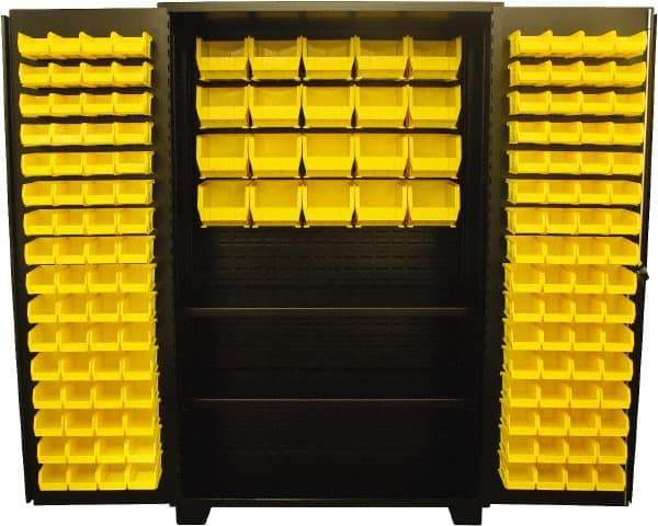 Jamco - 2 Shelf 148 Bin Storage Cabinet - Steel, 48" Wide x 24" Deep x 78" High, Black - Americas Industrial Supply