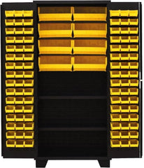 Jamco - 2 Shelf 104 Bin Storage Cabinet - Steel, 36" Wide x 24" Deep x 78" High, Black - Americas Industrial Supply