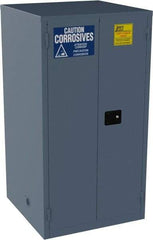 Jamco - 2 Door, 2 Shelf, Blue Steel Double Wall Safety Cabinet for Flammable and Combustible Liquids - 65" High x 34" Wide x 34" Deep, Self Closing Door, 3 Point Key Lock, 60 Gal Capacity - Americas Industrial Supply