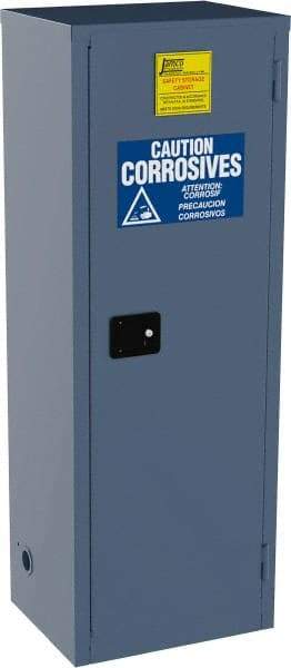 Jamco - 1 Door, 3 Shelf, Blue Steel Double Wall Safety Cabinet for Flammable and Combustible Liquids - 65" High x 18" Wide x 23" Deep, Self Closing Door, 3 Point Key Lock, 24 Gal Capacity - Americas Industrial Supply