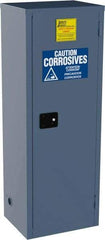 Jamco - 1 Door, 3 Shelf, Blue Steel Double Wall Safety Cabinet for Flammable and Combustible Liquids - 65" High x 18" Wide x 23" Deep, Self Closing Door, 3 Point Key Lock, 24 Gal Capacity - Americas Industrial Supply