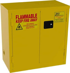 Jamco - 2 Door, 1 Shelf, Yellow Steel Double Wall Safety Cabinet for Flammable and Combustible Liquids - 35" High x 18" Wide x 34" Deep, Self Closing Door, 3 Point Key Lock, 22 Gal Capacity - Americas Industrial Supply