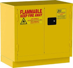 Jamco - 2 Door, 1 Shelf, Yellow Steel Double Wall Safety Cabinet for Flammable and Combustible Liquids - 35" High x 22" Wide x 36" Deep, Self Closing Door, 3 Point Key Lock, 22 Gal Capacity - Americas Industrial Supply