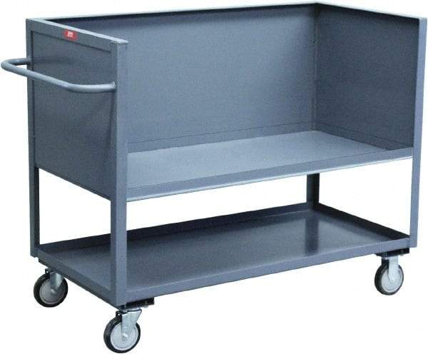 Jamco - 1,200 Lb Capacity, 2 Shelf, 3-Sided Steel Truck - 24" Long x 48" Wide x 40" High, 5" Diam Urethane Wheels - Americas Industrial Supply