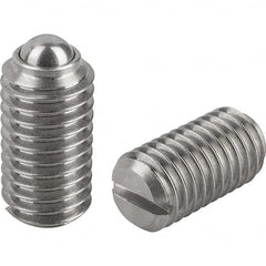 KIPP - 10-32, 3mm Ball Diam, 12mm Body Length, 0.9mm Max Ball Reach, Threaded Ball Plunger - Americas Industrial Supply