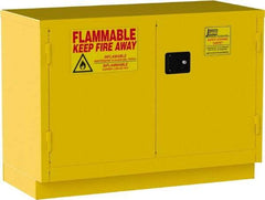 Jamco - 2 Door, 1 Shelf, Yellow Steel Double Wall Safety Cabinet for Flammable and Combustible Liquids - 35" High x 22" Wide x 48" Deep, Self Closing Door, 3 Point Key Lock, 30 Gal Capacity - Americas Industrial Supply