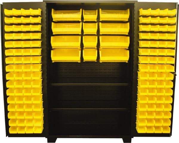 Jamco - 2 Shelf 140 Bin Storage Cabinet - Steel, 48" Wide x 24" Deep x 78" High, Black - Americas Industrial Supply