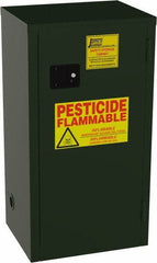 Jamco - 1 Door, 2 Shelf, Green Steel Double Wall Safety Cabinet for Flammable and Combustible Liquids - 44" High x 18" Wide x 23" Deep, Self Closing Door, 3 Point Key Lock, 18 Gal Capacity - Americas Industrial Supply