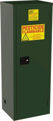 Jamco - 1 Door, 3 Shelf, Green Steel Double Wall Safety Cabinet for Flammable and Combustible Liquids - 65" High x 18" Wide x 23" Deep, Manual Closing Door, 3 Point Key Lock, 24 Gal Capacity - Americas Industrial Supply
