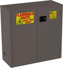 Jamco - 2 Door, 1 Shelf, Yellow Steel Double Wall Safety Cabinet for Flammable and Combustible Liquids - 44" High x 18" Wide x 43" Deep, Manual Closing Door, 3 Point Key Lock, 30 Gal Capacity - Americas Industrial Supply