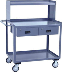 Jamco - Flush Mobile Work Bench with Shelf Riser - Steel, Gray, 30" Long x 48" Deep x 52" High - Americas Industrial Supply