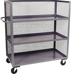 Jamco - 3,000 Lb Capacity, 3 Shelf, 3-Sided Steel Mesh Stock Truck - 24" Long x 48" Wide x 57" High, 6" Diam Phenolic Wheels - Americas Industrial Supply