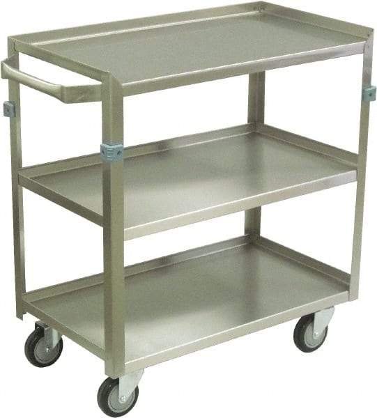 Jamco - 600 Lb Capacity, 24" Wide x 16" Long x 34" High Shelf Cart - 3 Shelf, Stainless Steel, 4 Swivel Casters - Americas Industrial Supply