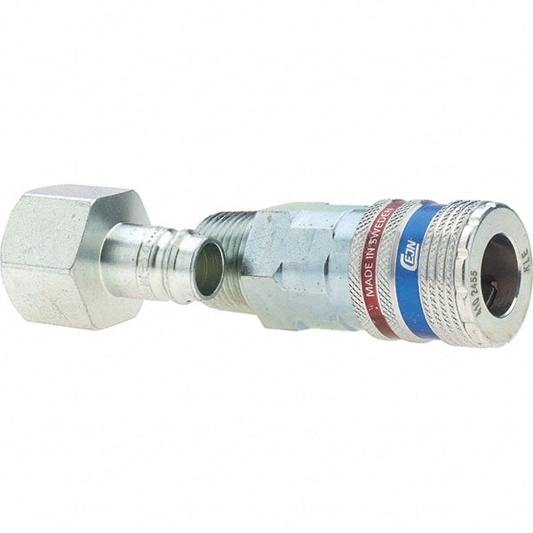 Dynabrade - 2 Piece 1/2" Body 1/2 NPT 150 psi Brass/Steel Industrial Pneumatic Coupling Plug Set - Americas Industrial Supply
