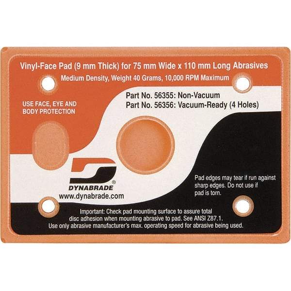 Dynabrade - 4-1/4 x 3" Rectangular Adhesive/PSA Backing Pad - Dynabug II Compatible, Screw Attachment, Nonvacuum Pad, 3/8" Thick, Medium Density - Americas Industrial Supply