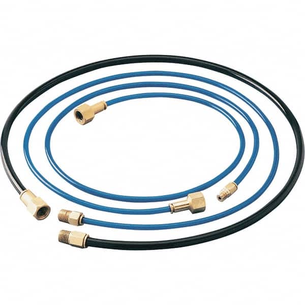 Dynabrade - 1/4" ID x 3/8" OD 3' Long Hose - Female/Male Ends, 90 Working psi, 1/4" Fitting, Black & Blue - Americas Industrial Supply