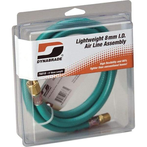 Dynabrade - 8mm ID 5' Long Hose - Male/Female Ends, 90 Working psi, Green - Americas Industrial Supply