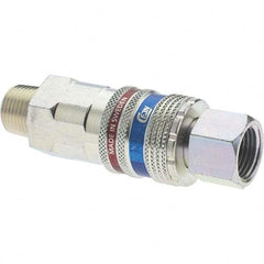 Dynabrade - 2 Piece 3/8" Body 3/8 NPT 150 psi Brass/Steel Industrial Pneumatic Coupling Plug Set - Americas Industrial Supply