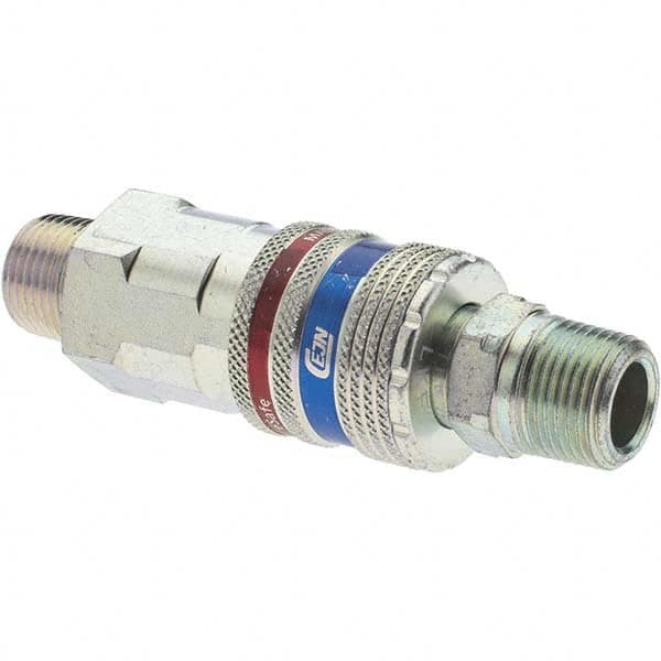 Dynabrade - 2 Piece 3/8" Body 3/8 NPT 150 psi Brass/Steel Industrial Pneumatic Coupling Plug Set - Americas Industrial Supply