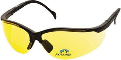 PYRAMEX - +1.5, Amber Lenses, Scratch Resistant, Framed Magnifying Safety Glasses - UV Protection, Adjustable Temples, Black Nylon Frame, ANSI Z87.1 - Americas Industrial Supply