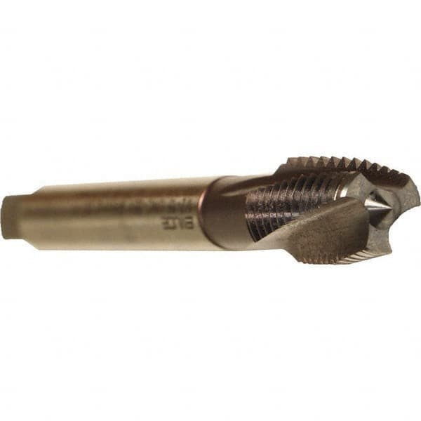 Emuge - 9/16-18 UNF 3 Flute 3BX Plug Spiral Flute Tap - Cobalt, TiCN Finish, 3.937" OAL, Left Hand Flute, Right Hand Thread, Series Rekord C - Americas Industrial Supply