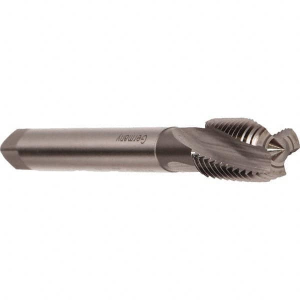 Emuge - M10x1.00 Metric Fine 3 Flute 6H Modified Bottoming Spiral Flute Tap - Cobalt, Bright Finish, 90mm OAL, Right Hand Flute, Right Hand Thread, Series Rekord D - Exact Industrial Supply