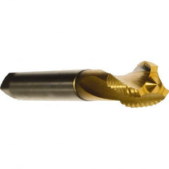 Emuge - 9/16-12 UNC 3 Flute 2BX Modified Bottoming Spiral Flute Tap - Cobalt, TiN Finish, 4.331" OAL, Right Hand Flute, Right Hand Thread, Series Rekord D - Americas Industrial Supply