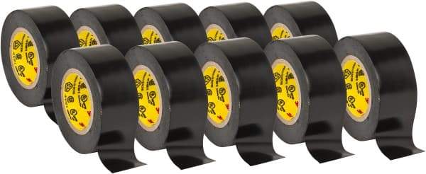 3M - 3/4" x 20', Black Vinyl Electrical Tape - 7 mil Thick, 1,150 V/mil Dielectric Strength - Americas Industrial Supply