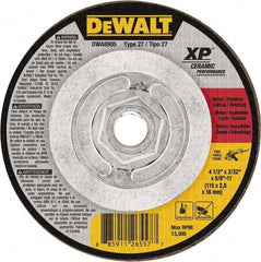DeWALT - 24 Grit, 4-1/2" Wheel Diam, Type 27 Depressed Center Wheel - Coarse/Medium Grade, Ceramic, N Hardness, 13,300 Max RPM - Americas Industrial Supply
